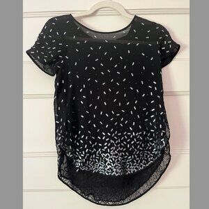 Black and Silver Sheer Theory Blouse, Size XS